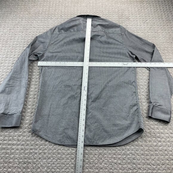 Calvin Klein Button Up Shirt Men Large L Slim Fit Gray Formal Dress Shirt Stripe - Picture 5 of 7